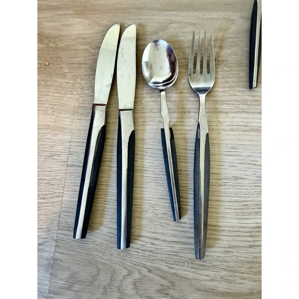 Vintage Crown Eldan Ebosi Stainless Japan Danish Modern 50 Pc Flatware Set